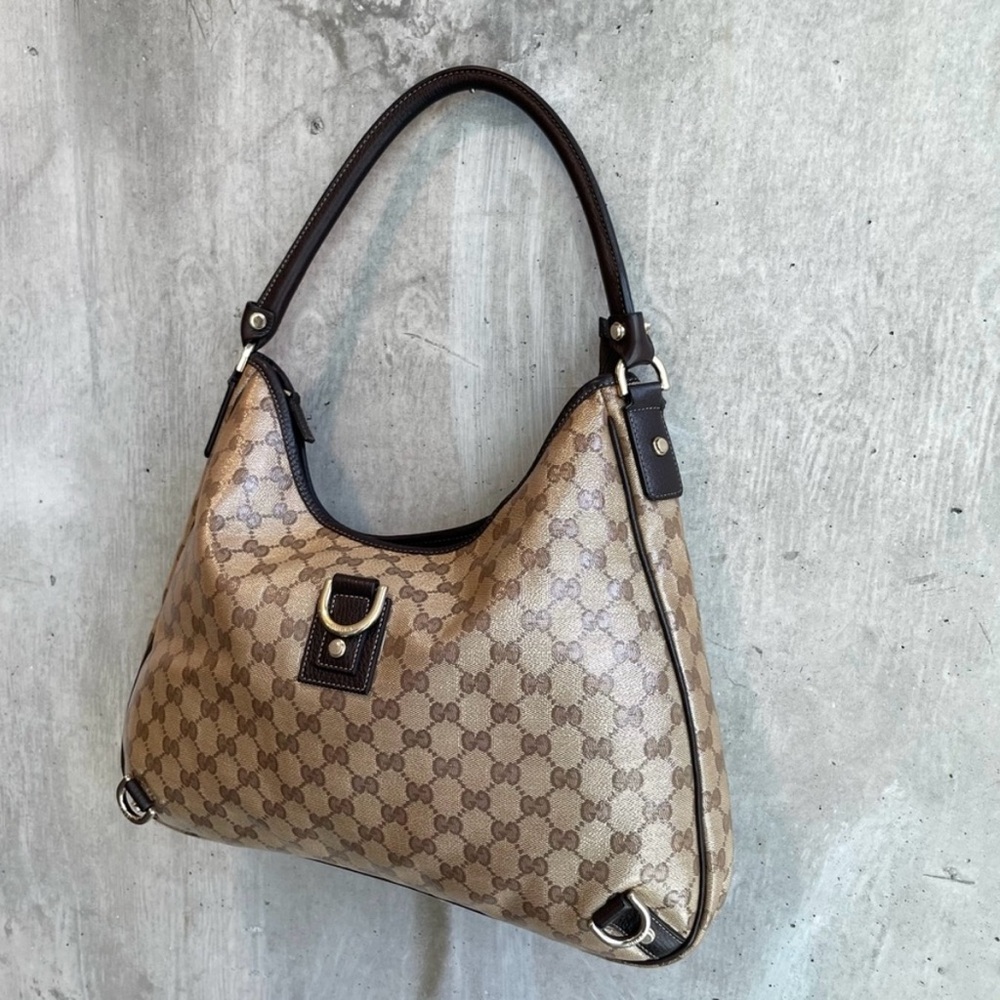 Gucci Abbey Crystal GG D Ring Hobo Bag